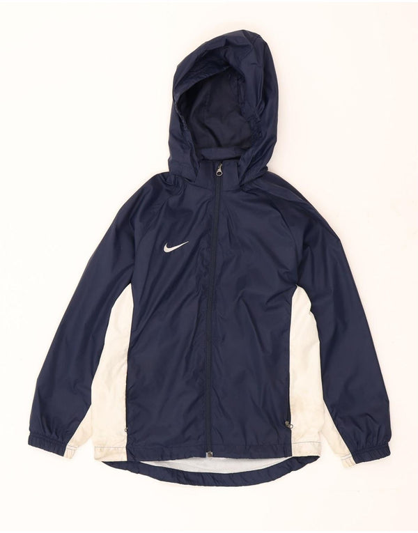 Nike Boys Hooded Tracksuit Top Jacket 10-11 Years Navy Blue Colourblock