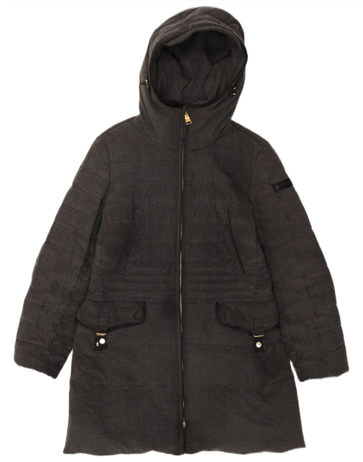 PEUTEREY Womens Hooded Padded Coat IT 46 Large Grey Polyester