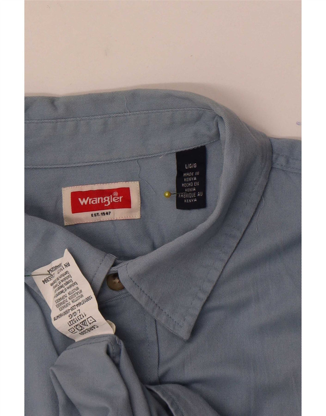 Wrangler Mens Short Sleeve Shirt Large Blue Cotton