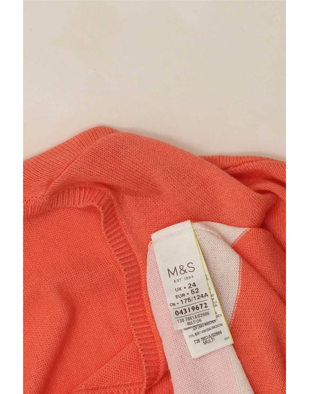 Marks & Spencer Womens V-Neck Jumper Sweater UK 24 4XL Multicoloured