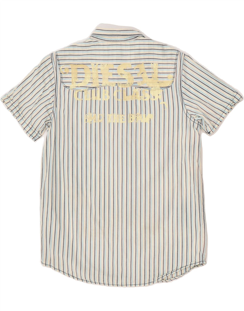 DIESEL Boys Short Sleeve Shirt 15-16 Years XL Grey Striped Cotton | Vintage Diesel | Thrift | Second-Hand Diesel | Used Clothing | Messina Hembry 