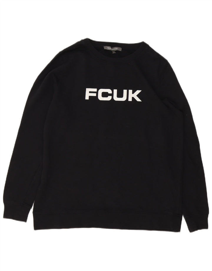 French Connection Mens Fcuk Graphic Sweatshirt Jumper Medium Black Cotton