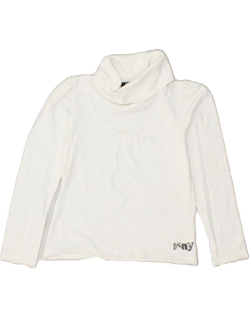 DKNY Girls Roll Neck Top Long Sleeve 5-6 Years White Cotton | Vintage Dkny | Thrift | Second-Hand Dkny | Used Clothing | Messina Hembry 