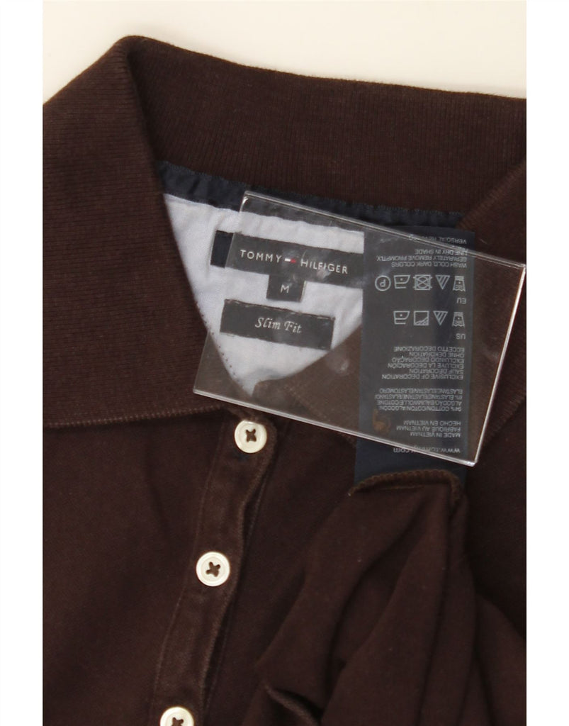 TOMMY HILFIGER Womens Slim Fit Polo Shirt UK 12 Medium Brown Cotton Vintage Tommy Hilfiger and Second-Hand Tommy Hilfiger from Messina Hembry 