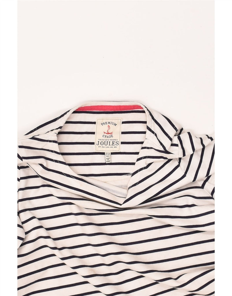 JOULES Womens Top Long Sleeve UK 10 Small White Striped Cotton | Vintage Joules | Thrift | Second-Hand Joules | Used Clothing | Messina Hembry 