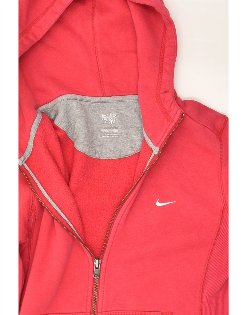 NIKE Womens Zip Hoodie Sweater UK 8/10 Small Red Cotton | Vintage Nike | Thrift | Second-Hand Nike | Used Clothing | Messina Hembry 