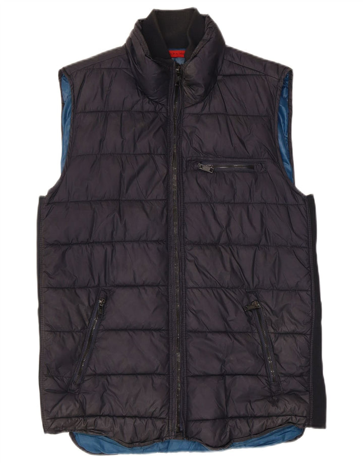 Zara Mens Padded Gilet UK 38 Medium Navy Blue Polyester
