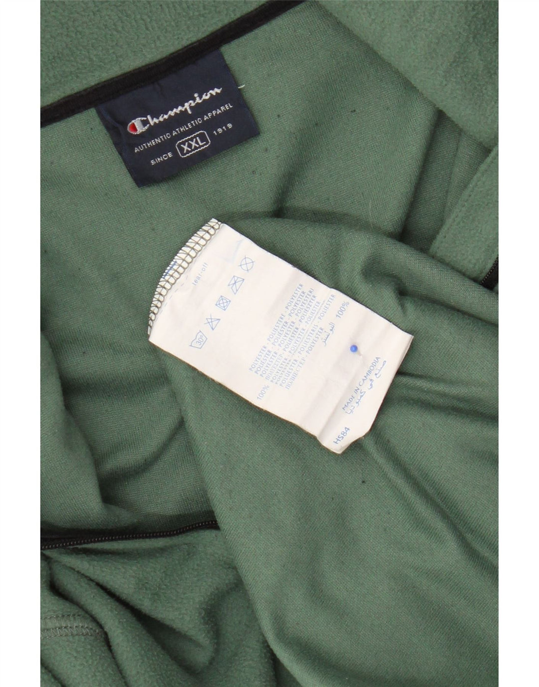 Champion Mens Zip Neck Fleece Jumper 2XL Green Polyester