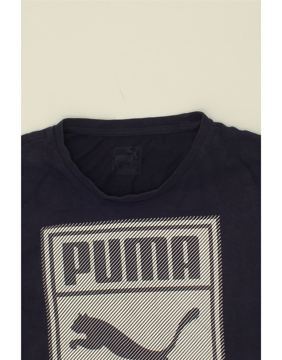 PUMA Mens Graphic T-Shirt Top Small Navy Blue Cotton Vintage Puma and Second-Hand Puma from Messina Hembry 