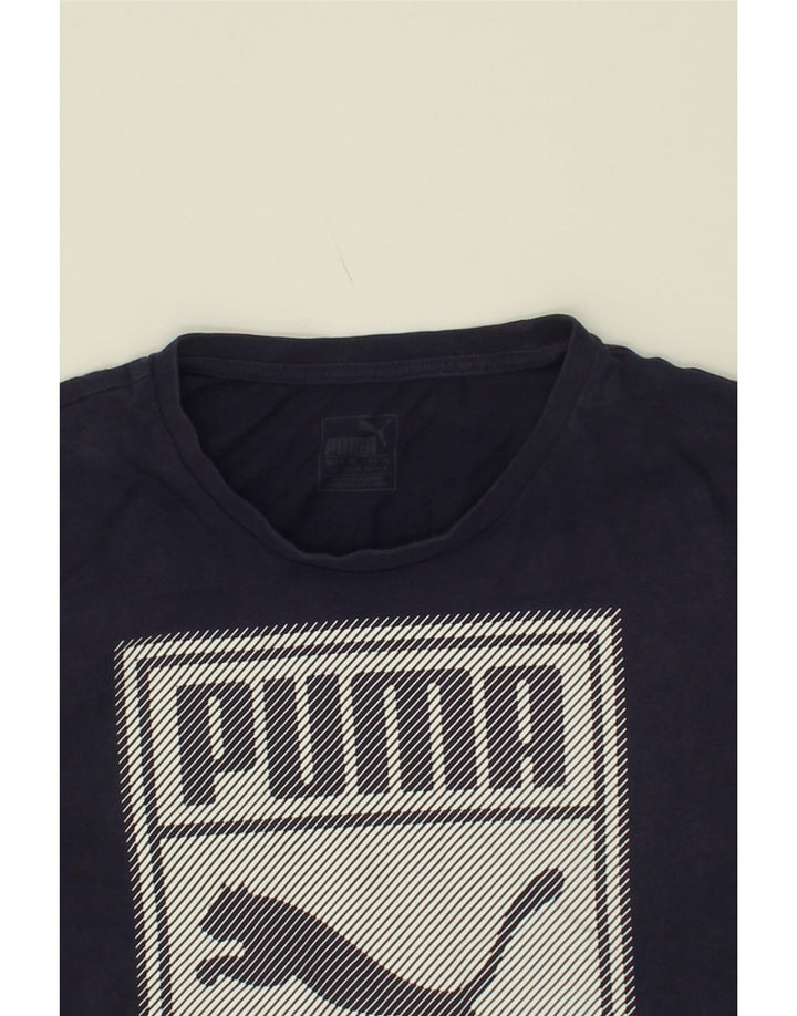 PUMA Mens Graphic T-Shirt Top Small Navy Blue Cotton Vintage Puma and Second-Hand Puma from Messina Hembry 