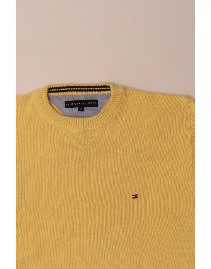 TOMMY HILFIGER Mens Crew Neck Jumper Sweater Medium Yellow Cotton