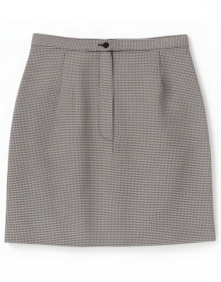 Vintage Womens Mini Skirt IT 42 Medium W26 Black Houndstooth Polyester