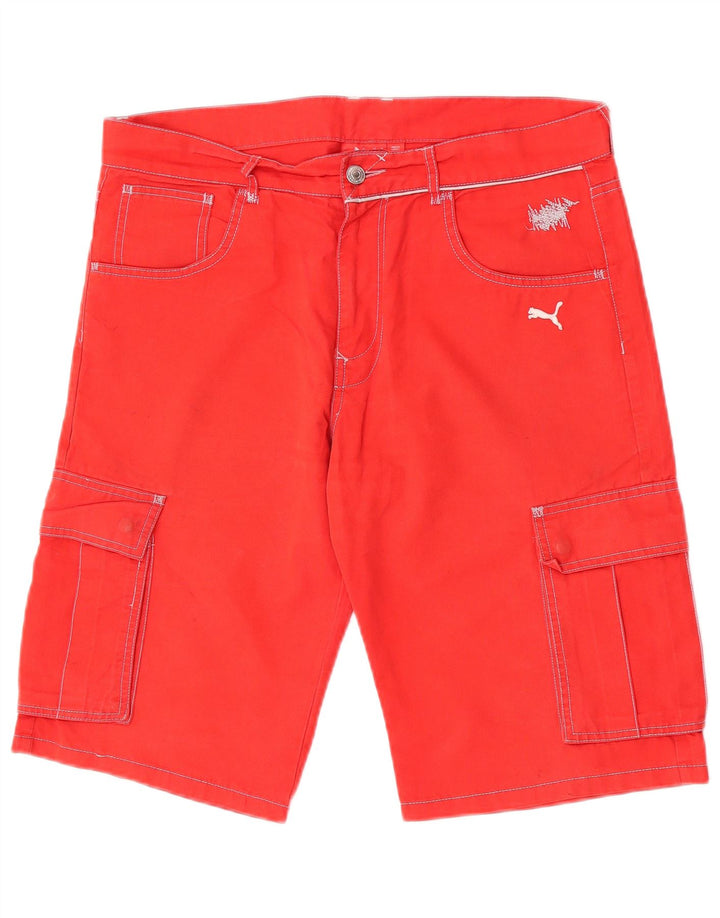 Puma Mens Cargo Shorts W34 Large Red Cotton