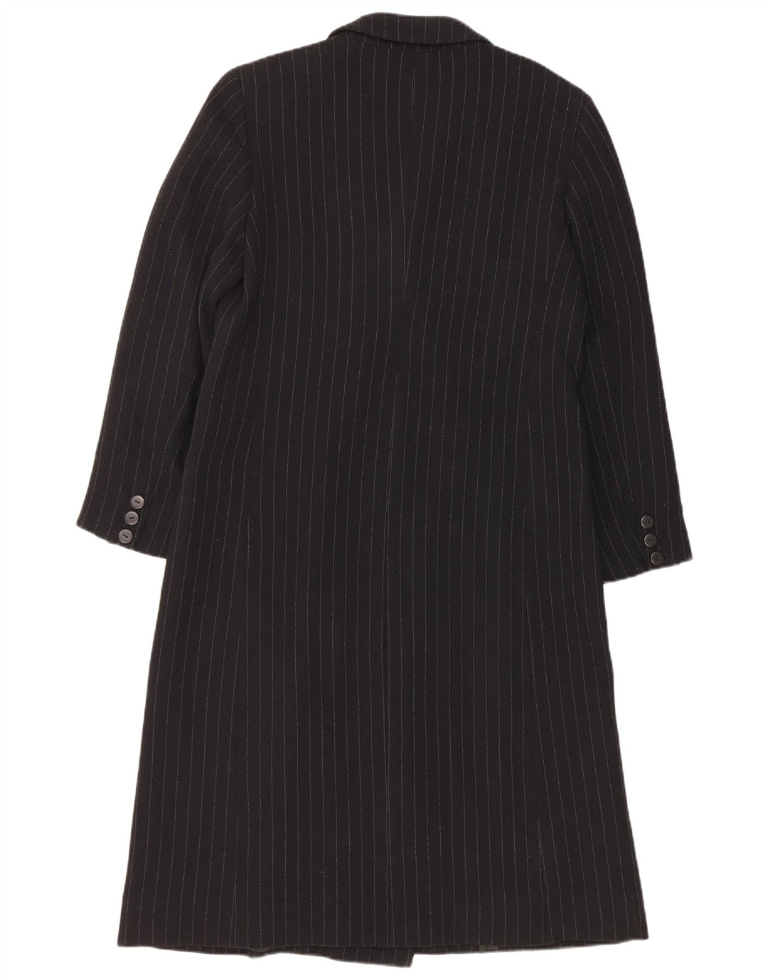Krizia Womens Overcoat IT 42 Medium Black Pinstripe Viscose