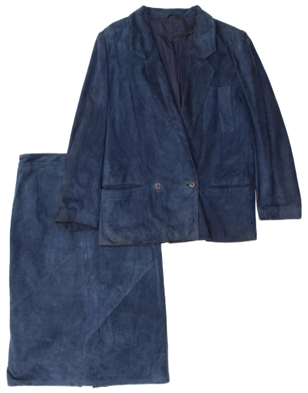 Robrik Womens Suede 2 Piece Skirt Set IT 44 Medium W30  Navy Blue Leather