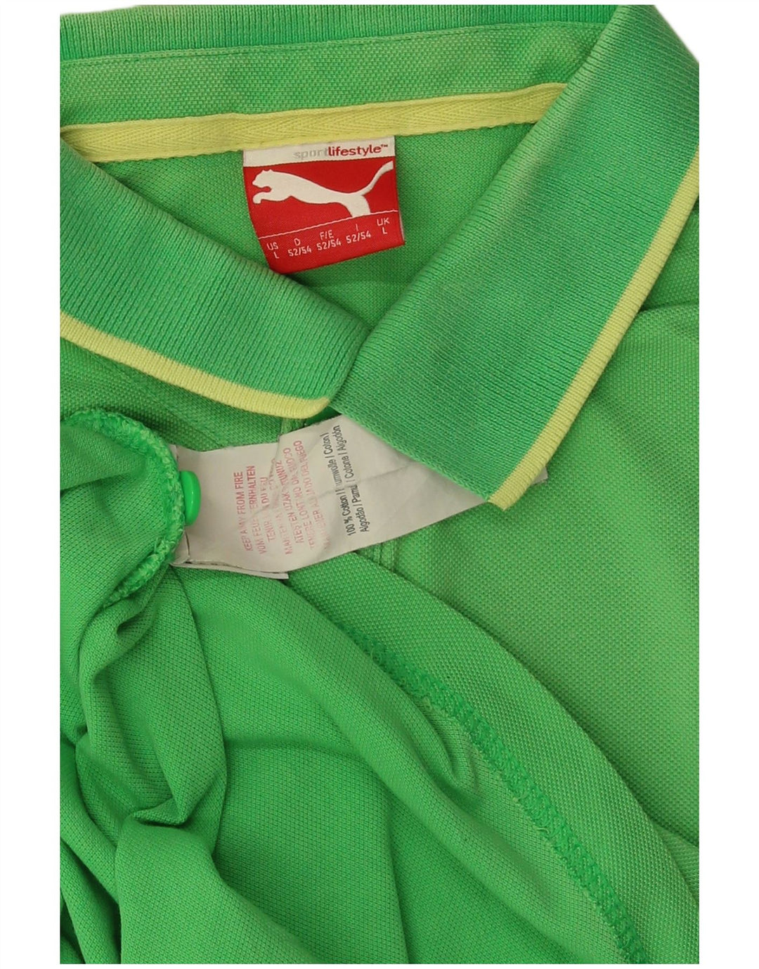 PUMA Mens Polo Shirt Large Green Cotton