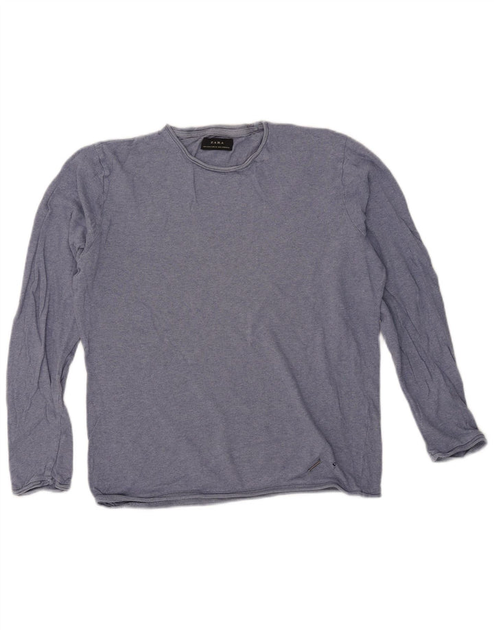Zara Womens Top Long Sleeve UK 14 Medium Blue