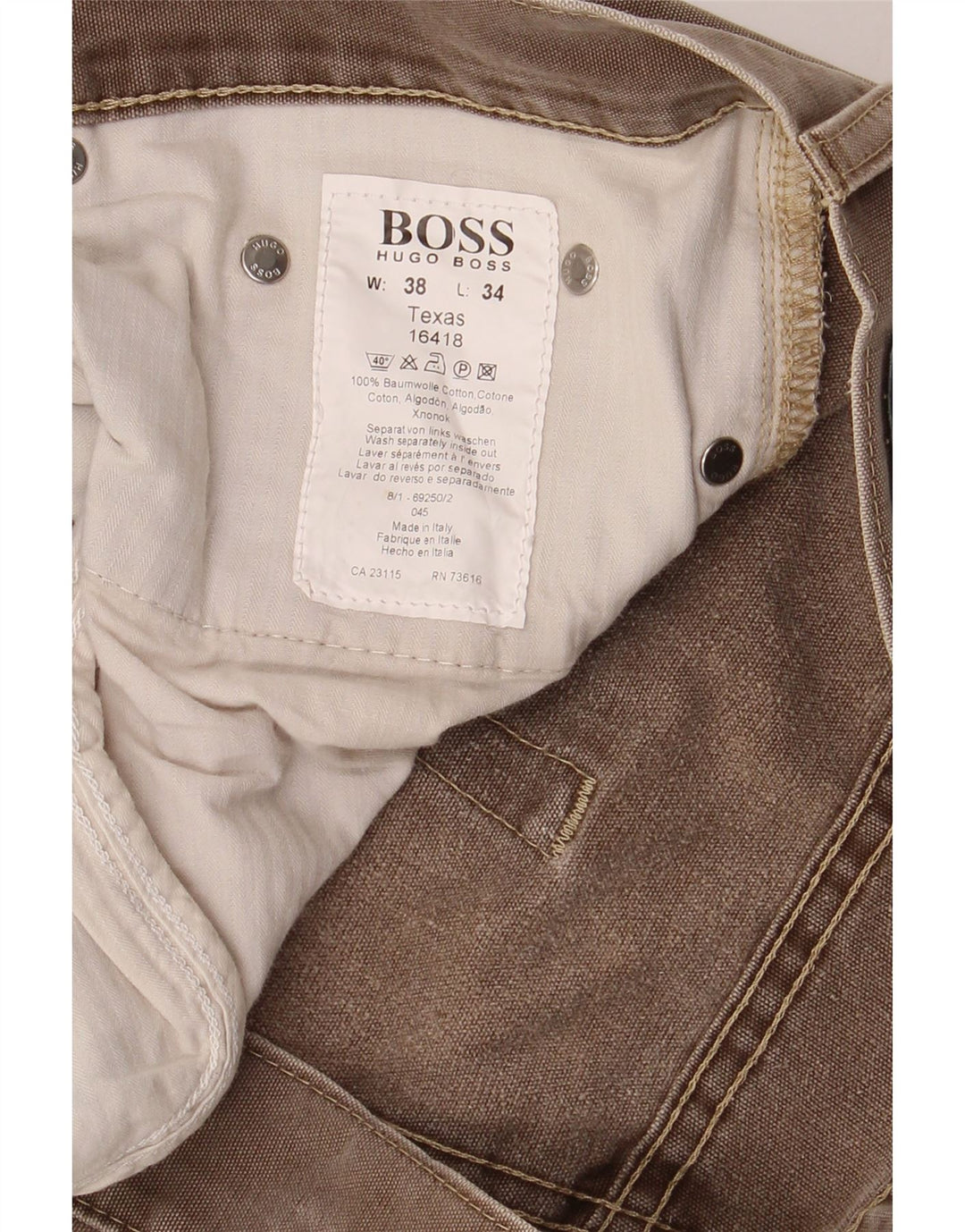HUGO BOSS Mens Cropped Jeans W38 L25 Brown Cotton