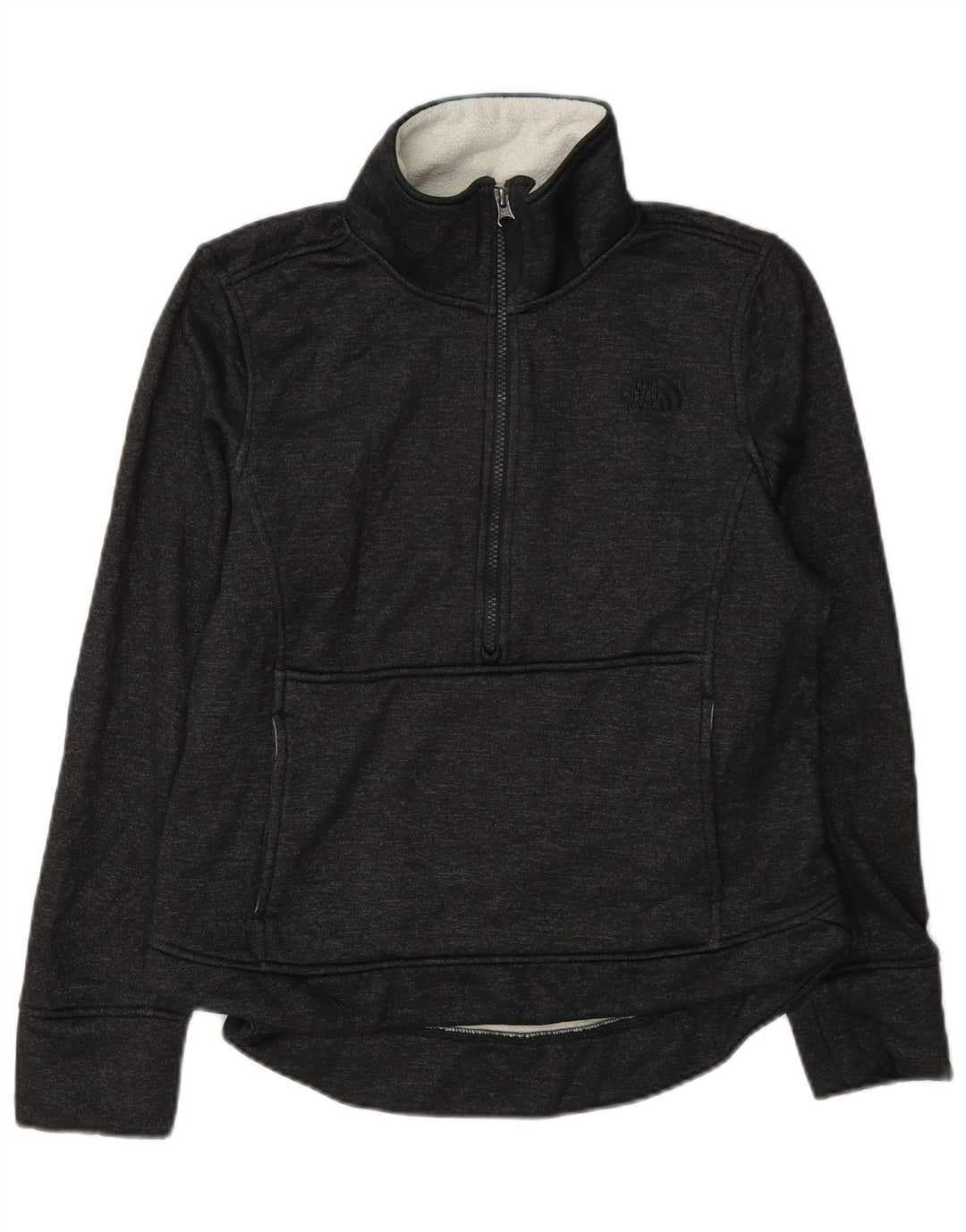 The North Face Womens Zip Neck Sweatshirt Jumper UK 14 Medium Grey