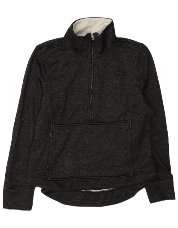 The North Face Womens Zip Neck Sweatshirt Jumper UK 14 Medium Grey
