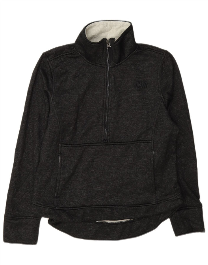 The North Face Womens Zip Neck Sweatshirt Jumper UK 14 Medium Grey