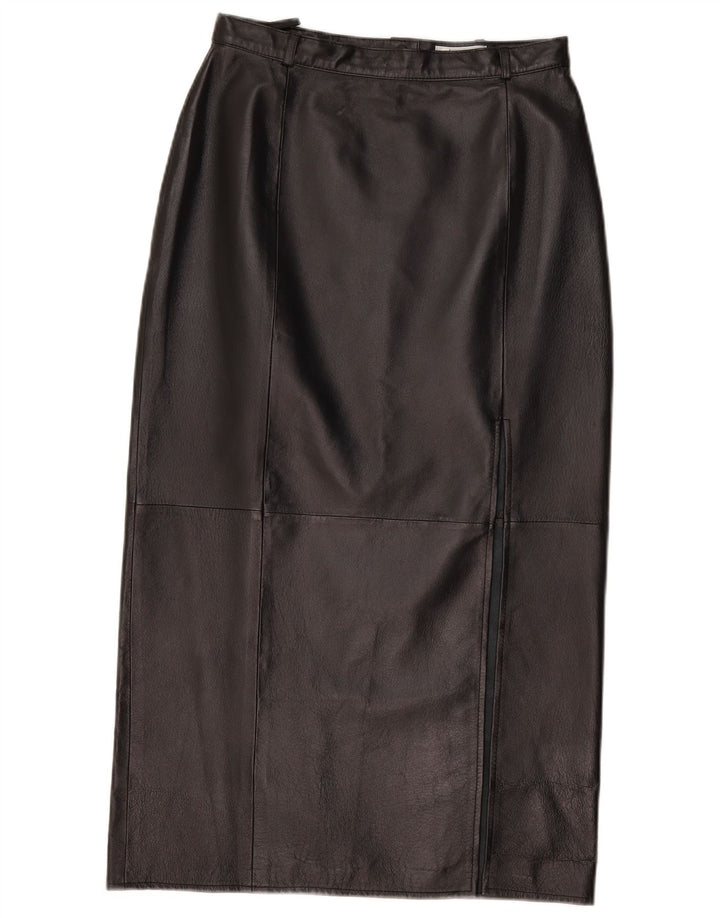 Vintage Womens Leather Skirt W28 Medium Black Leather
