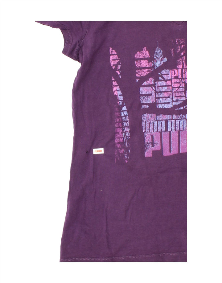 PUMA Womens Graphic T-Shirt Top UK 12 Medium  Purple Vintage Puma and Second-Hand Puma from Messina Hembry 