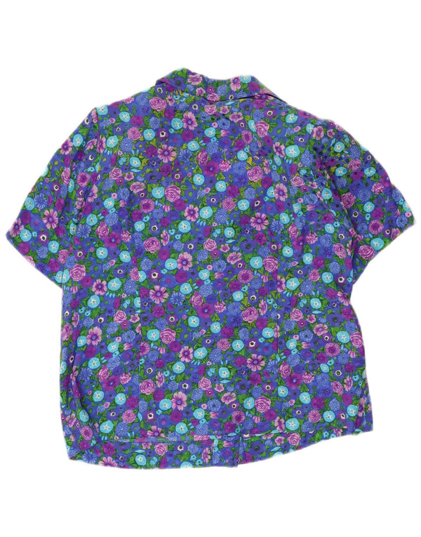 Vintage Womens Short Sleeve Shirt Blouse UK 14 Medium Multicoloured Floral