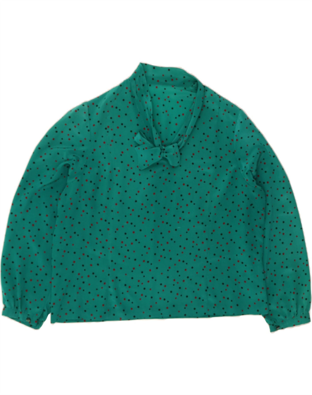 VINTAGE Womens Blouse Top UK 18 XL Green Polka Dot Vintage Vintage and Second-Hand Vintage from Messina Hembry 