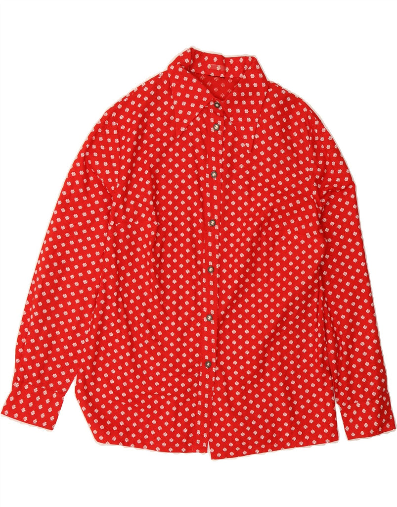 VINTAGE Womens Abstract Pattern Shirt Blouse UK 12 Medium Red Vintage Vintage and Second-Hand Vintage from Messina Hembry 