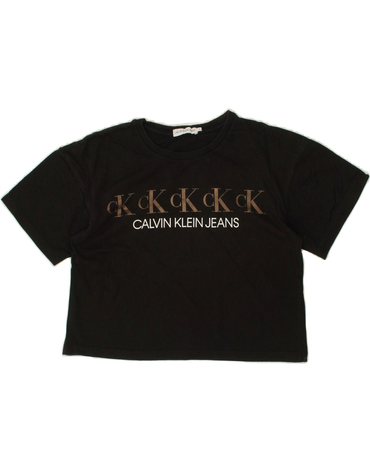 CALVIN KLEIN JEANS Top corto con grafica per bambina 11-12 anni in cotone nero