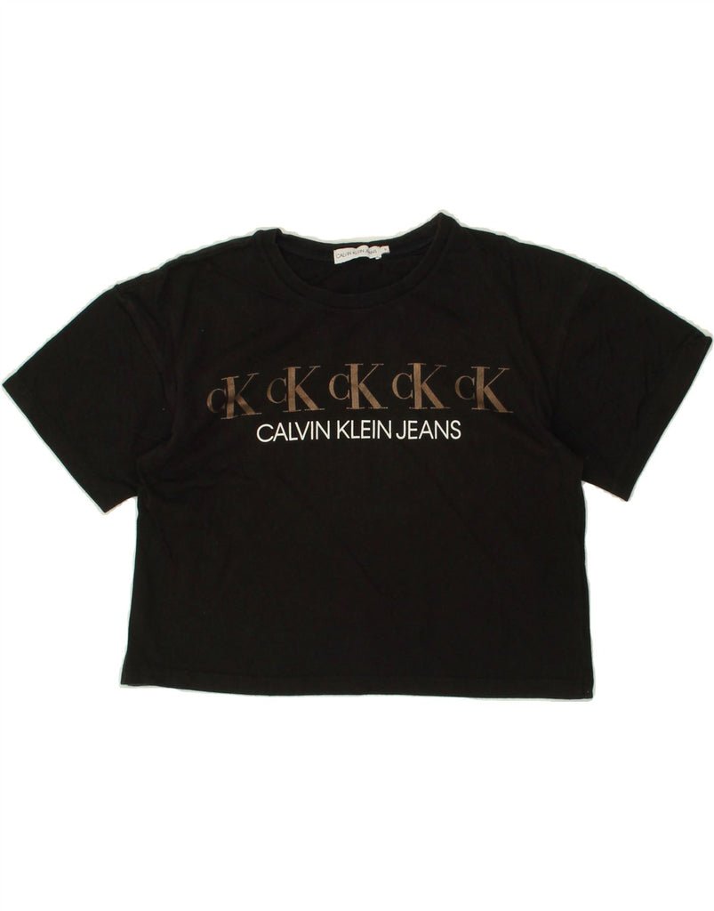 CALVIN KLEIN JEANS Girls Graphic Crop Top 11-12 Years Black Cotton Vintage Calvin Klein Jeans and Second-Hand Calvin Klein Jeans from Messina Hembry 