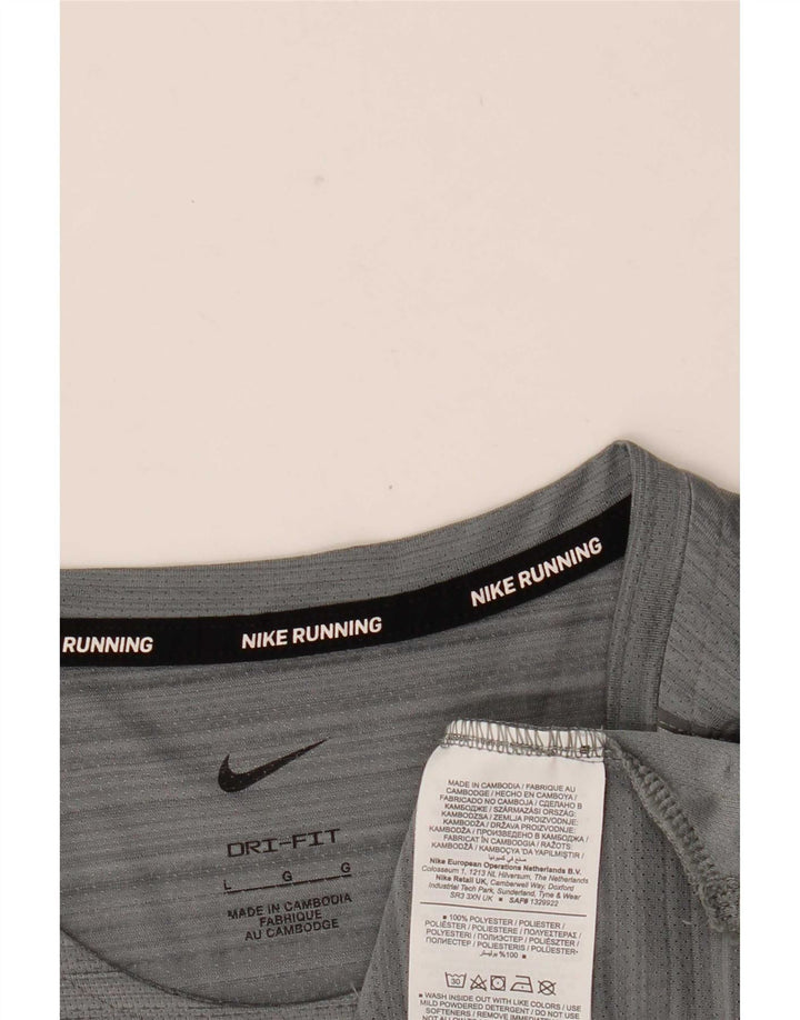 Nike Mens Dri Fit T-Shirt Top Large Grey Polyester