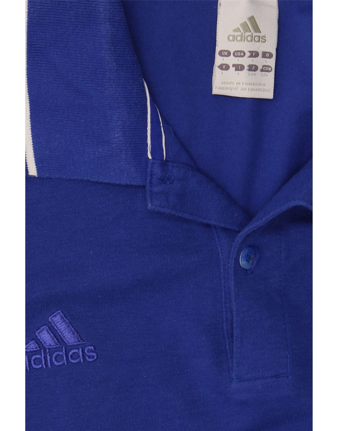 ADIDAS Mens Graphic Polo Shirt Large Blue Cotton Vintage Adidas and Second-Hand Adidas from Messina Hembry 