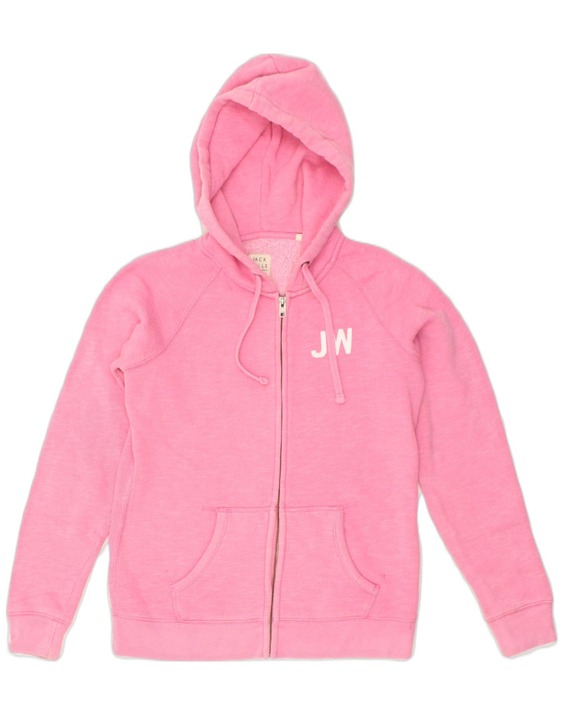 JACK WILLS Womens Zip Hoodie Sweater UK 12 Medium  Pink Polyester | Vintage Jack Wills | Thrift | Second-Hand Jack Wills | Used Clothing | Messina Hembry 