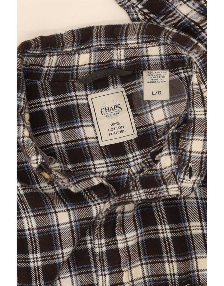 Chaps Mens Flannel Shirt Large Black Check Cotton