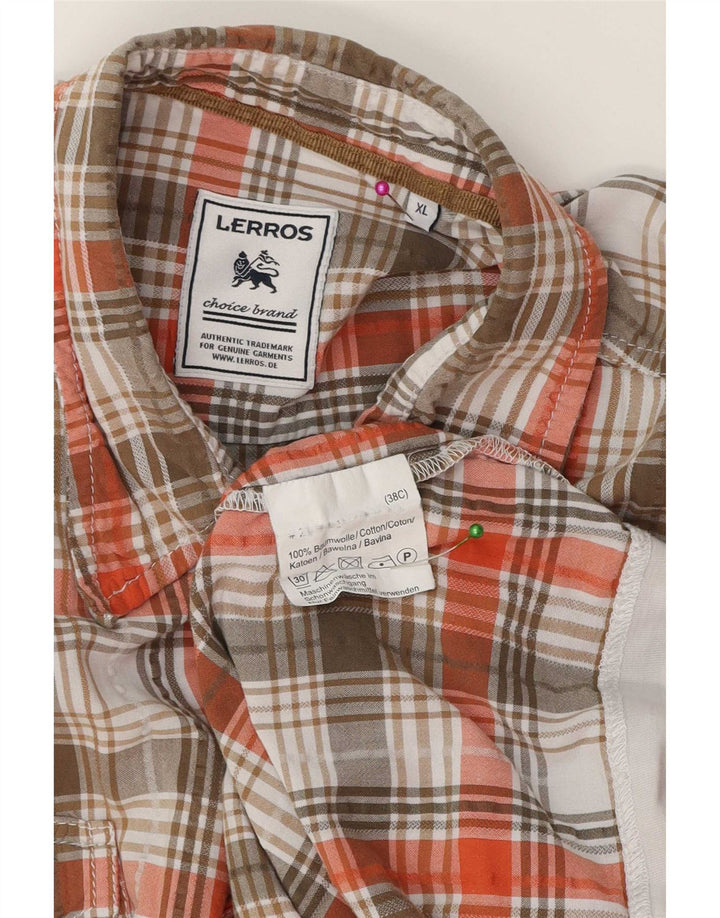 Lerros Mens Short Sleeve Shirt XL Multicoloured Check Cotton
