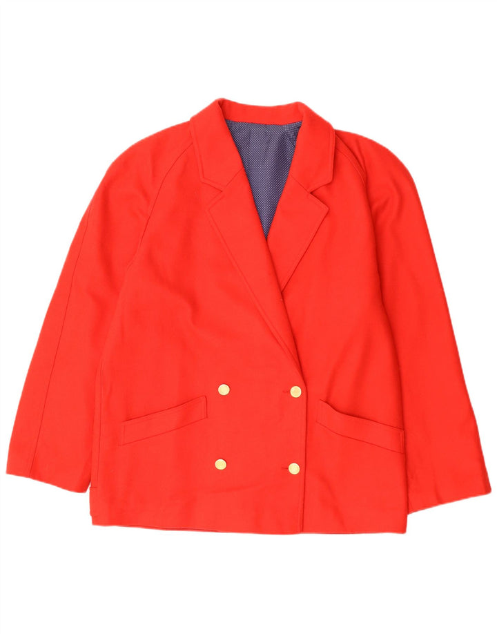 Vintage Womens Double Breasted Blazer Jacket UK 14 Medium Red Wool Retro