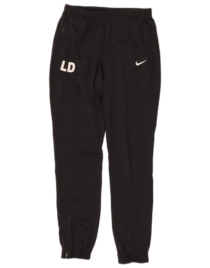 NIKE Mens Dri Fit Graphic Tracksuit Trousers Joggers Small Black Polyester