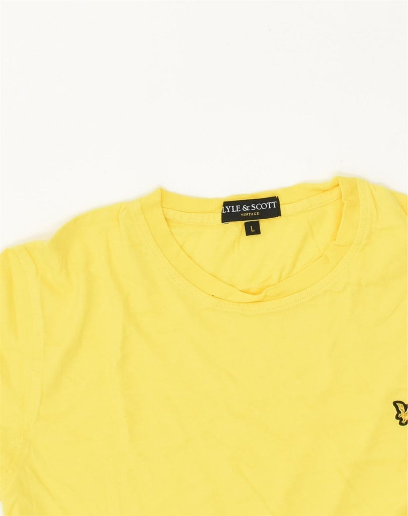 LYLE & SCOTT Womens T-Shirt Top UK 14 Large Yellow Cotton | Vintage Lyle & Scott | Thrift | Second-Hand Lyle & Scott | Used Clothing | Messina Hembry 