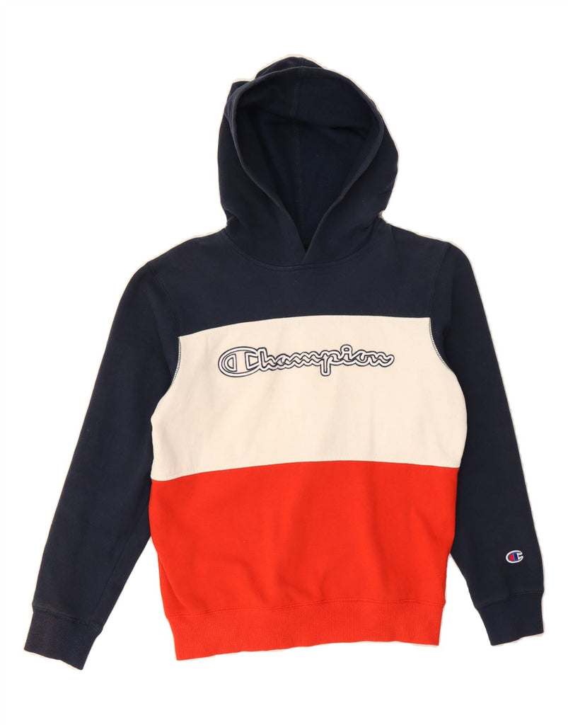 CHAMPION Womens Hoodie Jumper UK 16 Large Multicoloured Colourblock Vintage Champion and Second-Hand Champion from Messina Hembry 