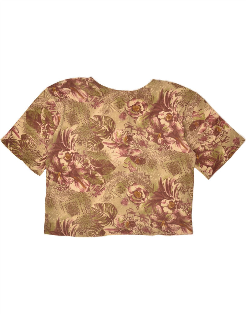 EXTREME Womens Crop Top UK 16 Large Brown Floral Cotton | Vintage Extreme | Thrift | Second-Hand Extreme | Used Clothing | Messina Hembry 