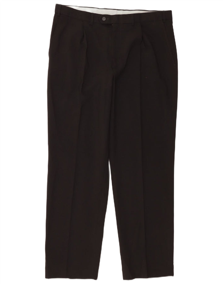 Marks & Spencer Mens Pegged Suit Trousers W36 L31 Black Polyester
