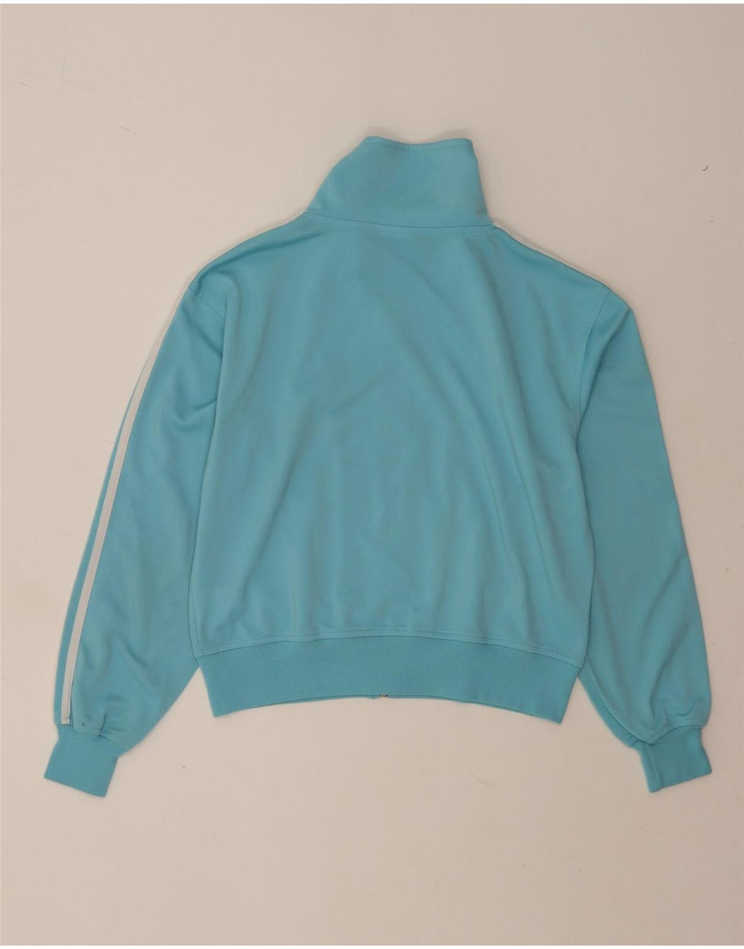 Adidas Womens Crop Tracksuit Top Jacket UK 14 Medium Blue Polyester