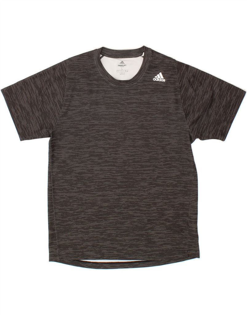 ADIDAS Mens Climalite T-Shirt Top Large Grey Pinstripe Polyester Vintage Adidas and Second-Hand Adidas from Messina Hembry 