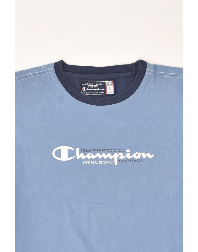 CHAMPION Boys Graphic T-Shirt Top 11-12 Years Large Blue Cotton | Vintage Champion | Thrift | Second-Hand Champion | Used Clothing | Messina Hembry 