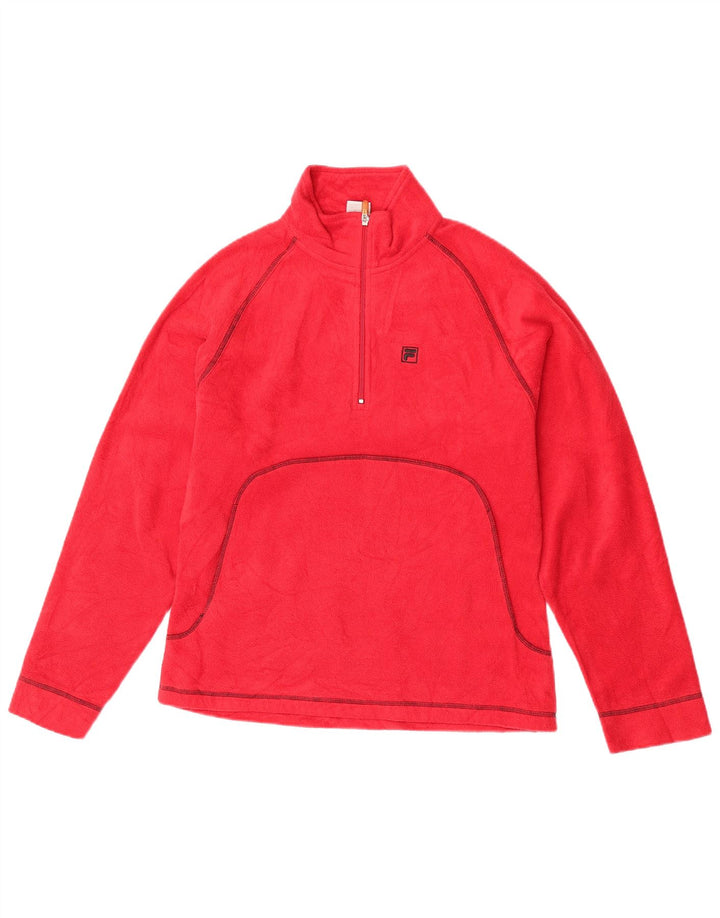 Fila Womens Zip Neck Fleece Jumper IT 46/48 Large Red Polyester