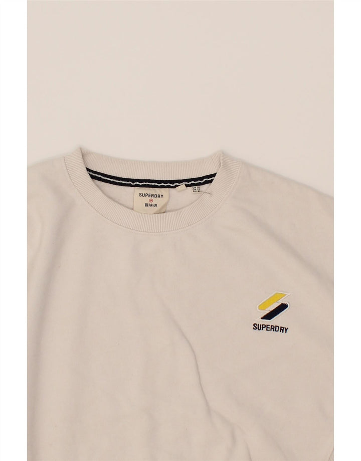 SUPERDRY Womens Oversized Sweatshirt Jumper UK 16 Large White Cotton Vintage Superdry and Second-Hand Superdry from Messina Hembry 