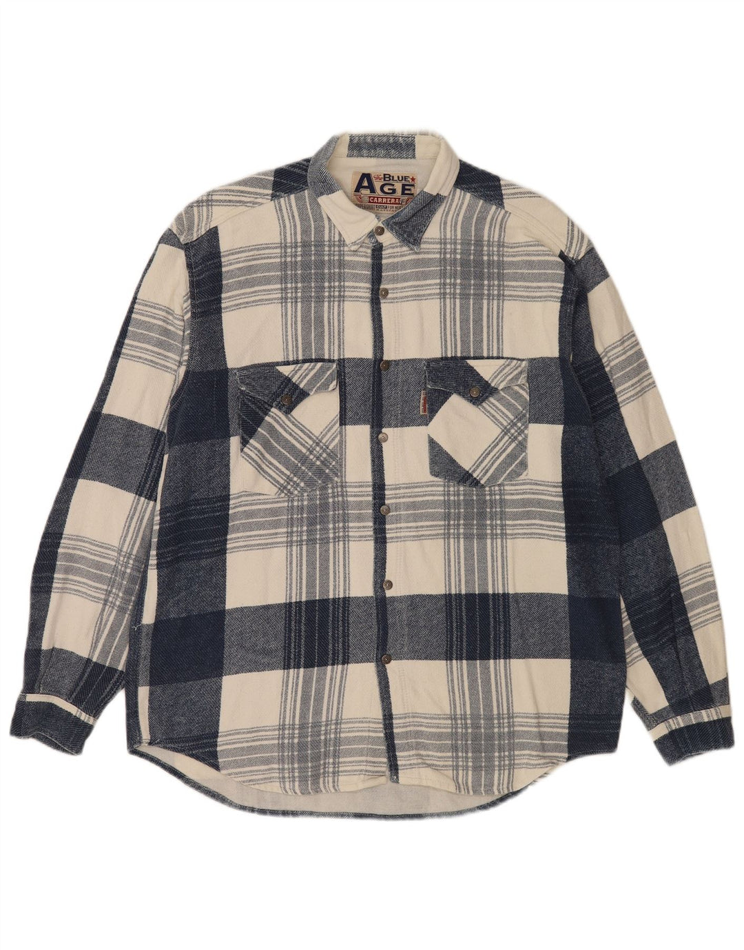 Carrera Mens Flannel Shirt XL Blue Check