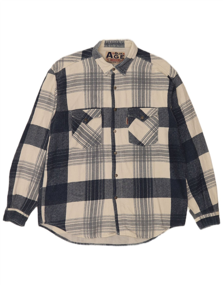 Carrera Mens Flannel Shirt XL Blue Check